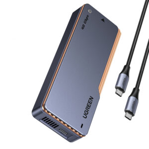 Ugreen D703 USB4 40Gb/s M.2 NVMe SSD Enclosure with Active Cooling - pilkos spalvos