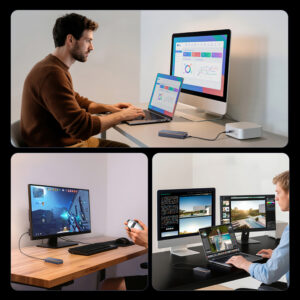 Ugreen D703 USB4 40Gb/s M.2 NVMe SSD Enclosure with Active Cooling - pilkos spalvos - Image 5