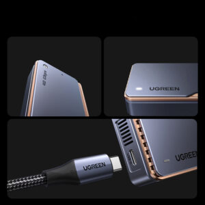 Ugreen D703 USB4 40Gb/s M.2 NVMe SSD Enclosure with Active Cooling - pilkos spalvos - Image 6
