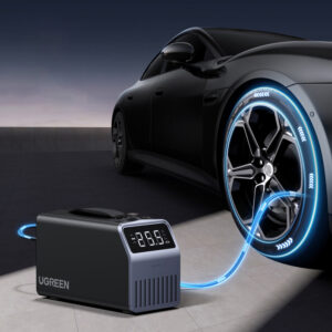 Ugreen 150 PSI 12V Electric Car Tire Pump with Digital Display - pilkos spalvos - Image 2