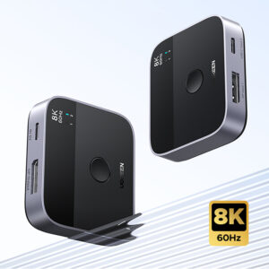 Ugreen DisplayPort/USB-C to USB-C Switch - pilkos spalvos - Image 2