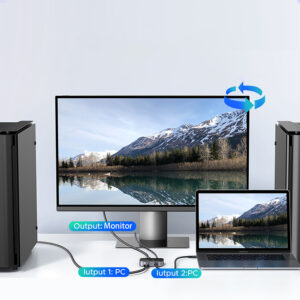 Ugreen DisplayPort/USB-C to USB-C Switch - pilkos spalvos - Image 4