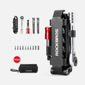 Rockbros Multitool Bicycle Tool Set with Ratchet Wrench and Tire Levers - juodos spalvos - Image 2