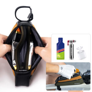 Rockbros 088 Top Tube Bike Bag 0.25L - Green and Orange - Image 2