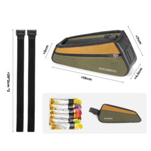 Rockbros 088 Top Tube Bike Bag 0.25L - Green and Orange - Image 4