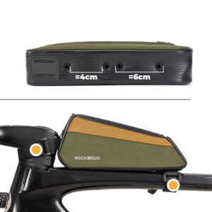 Rockbros 088 Top Tube Bike Bag 0.25L - Green and Orange - Image 6