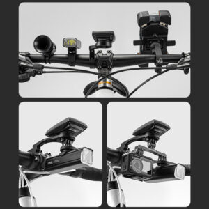 Rockbros FK-301 2-in-1 Handlebar Bike Mount for Computer/Navigator and Camera/Lighting - juodos spalvos - Image 8