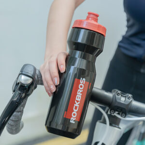 Rockbros 750 ml Bike Bottle - Transparent juodos spalvos with Red Mouthpiece - Image 2