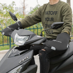 Rockbros D16-B Motorcycle-Compatible Windproof Waterproof Handlebar Gloves - juodos spalvos - Image 4