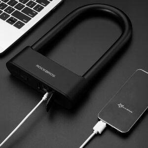 Rockbros 32210818001 SMART Bicycle Lock with Fingerprint Reader and mėlynos spalvostooth Connectivity - juodos spalvos - Image 6