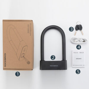 Rockbros 32210818001 SMART Bicycle Lock with Fingerprint Reader and mėlynos spalvostooth Connectivity - juodos spalvos - Image 9