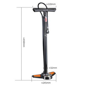 Rockbros GP6532B Floor Pump with Pressure Gauge - juodos spalvos and Orange - Image 2