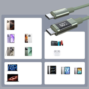 Choetech XCC-1068 PD 60W USB-C - USB-C Cable with Display 1.2 m - Green - Image 6