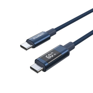 Choetech XCC-1068 PD 60W USB-C - USB-C Cable with Display 1.2 m - mėlynos spalvos