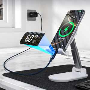 Choetech XCC-1068 PD 60W USB-C - USB-C Cable with Display 1.2 m - mėlynos spalvos - Image 5