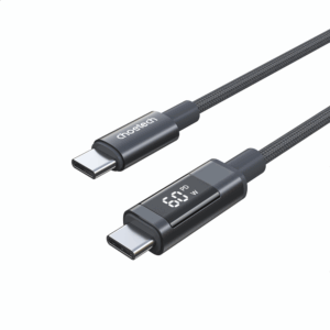 Choetech XCC-1068 PD 60W USB-C - USB-C Cable with Display 1.2 m - juodos spalvos