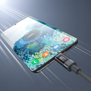 Choetech XCC-1068 PD 60W USB-C - USB-C Cable with Display 1.2 m - juodos spalvos - Image 4