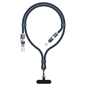 Dudao L20Max 65W 4-in-1 Cable with Lanyard USB-C to USB-C with Lightning and USB-A Adapters - Blue