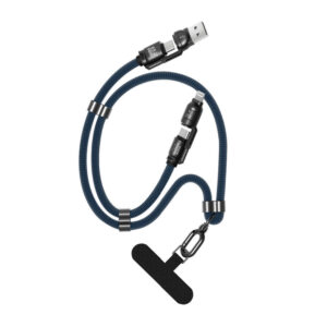 Dudao L20Max 65W 4-in-1 Cable with Lanyard USB-C to USB-C with Lightning and USB-A Adapters - Blue - Image 2