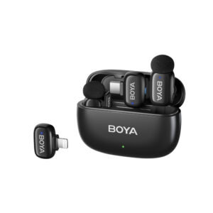 BOYA mini 2-01 wireless microphones 2.4GHz USB-C - juodos spalvos