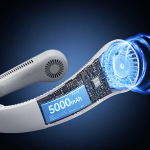 Jisulife Neck Fan 4 5000mAh nešiojamas USB Neck Fan - pilkos spalvos - Image 9