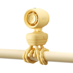 Jisulife Stroller Fan 4 5000mAh Mini ventiliatorius for Stroller with Flexible Tripod - geltonos spalvos