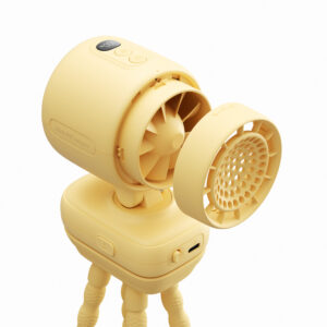 Jisulife Stroller Fan 4 5000mAh Mini ventiliatorius for Stroller with Flexible Tripod - geltonos spalvos - Image 6