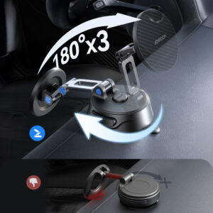 Joyroom JR-ZS51 magnetic car holder with suction cup for windshield or dashboard - black - Image 7