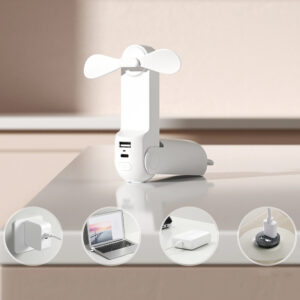 Jisulife Handheld Fan Life8 Plus nešiojamas USB ventiliatorius with Power Bank Function 4500mAh and Flashlight - baltos spalvos - Image 2