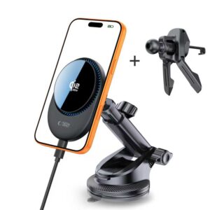 Tech-Protect V21 Magnetic MagSafe Dashboard & Vent automobilinis telefono laikiklis su belaidžiu įkrovimu 25W QI2.2 juodos spalvos - Image 2