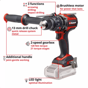 EINHELL Akumuliatorinis gręžtuvas-suktuvas TP-CD 18/120 LI BL Solo - Image 9