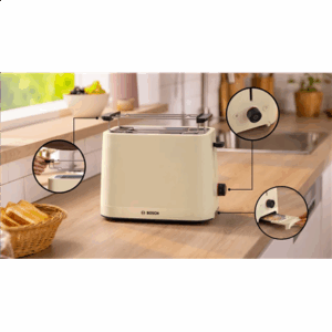 Bosch Compact Toaster | TAT3M127 MyMoment | Number of slots 2 | Housing material Plastic | Beige - Image 2