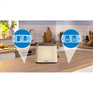 Bosch Compact Toaster | TAT3M127 MyMoment | Number of slots 2 | Housing material Plastic | Beige - Image 3
