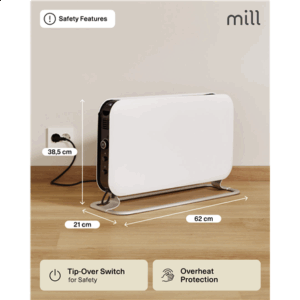 Mill | Heater | SG2000LED | Convection Heater | 2000 W | Number of power levels 3 | Suitable for rooms up to 5-20 m² | White - Image 19