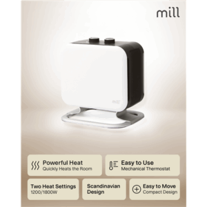 Mill | Heater | CUS1800MECWA | Fan heater | 1800 W | Number of power levels 2 | Suitable for rooms up to 10-30 m² | White - Image 16