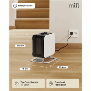 Mill | Heater | CUS1800MECWA | Fan heater | 1800 W | Number of power levels 2 | Suitable for rooms up to 10-30 m² | White - Image 17