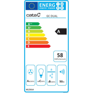 CATA | Hood | GC DUAL A 45 XGWH | Canopy | Energy efficiency class A | Width 45 cm | 820 m³/h | Touch control | LED | White glass - Image 2