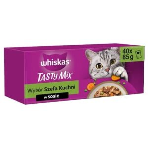 WHISKAS Adult Tasty Mix „Chef's Choice“ 40x85 g pilnavertis šlapias maistas suaugusiems katėms padaže