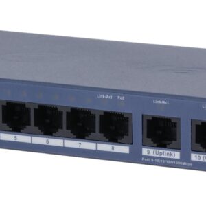 Switch|DAHUA|DH-CS4010-8ET2GT-110|Switch layer L2|8xRJ-45 ports|RJ-45 Ports Type Fast Ethernet (10/100)|2xGigabit Ethernet (copper) ports quantity|8xPower over Ethernet (PoE) ports quantity|Total Power over Ethernet (PoE) budget 110 W|CS4010-8ET2GT-110