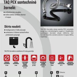 Santechninė žarnelė Tucai Taq Pex, V1/2''-I1/2'', 100 cm - Image 2