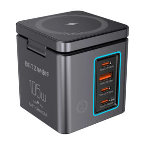 Blitzwolf BW-i113 GaN, USB-A, 3xUSB-C, 105W mains įkroviklis