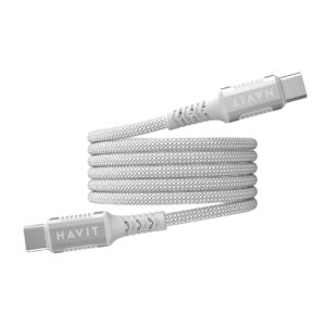 Havit CB6297 - Magnetinis kabelis iš C tipo USB į C tipo USB, 1 m (baltas)