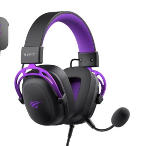 Havit H2002C+U - žaidimų ausinės (juodos ir violetinės spalvos) - Image 2