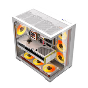 DarkFlash C280 kompiuterio korpusas baltos spalvos + 7 ventiliatoriai - Image 2