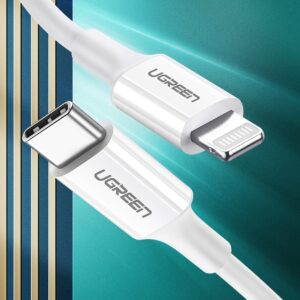 Ugreen US171 Lightning - USB-C MFi PD kabelis 20W 480Mb/s 1m - baltos spalvos - Image 3