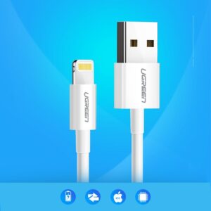 Ugreen US155 20728 USB-A / Lightning MFi 2.4A kabelis 1m - baltos spalvos - Image 3