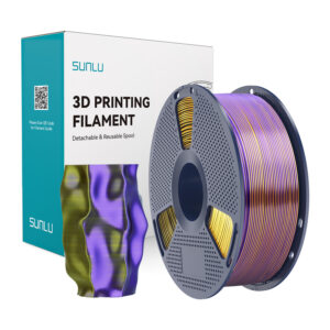 Sunlu PLA+ Silk Tri-Color Filament juodos spalvos, Gold, and Purple