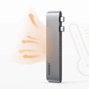 HUB Ugreen 60559 2x USB-C / USB-C PD (Thunderbolt 3, 100W, 4K 60 Hz, 10 Gbps) / HDMI 4K 30 Hz / 3x USB 3.0 for MacBook Pro / Air - pilkos spalvos - Image 9