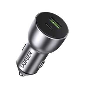 Ugreen Car Charger USB / USB Type C Quick Charge 3.0 Power Delivery 36W 3A pilkos spalvos (CD213 60980)