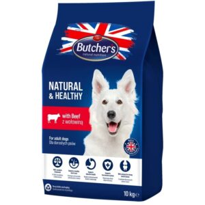 BUTCHER'S Natural & Healthy Dog su jautiena – sausas šunų pašaras – 10kg